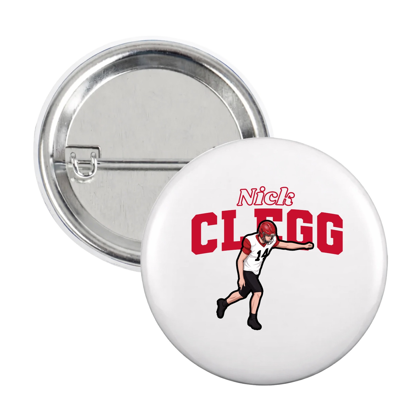 Game Day Button — Name Arch in White