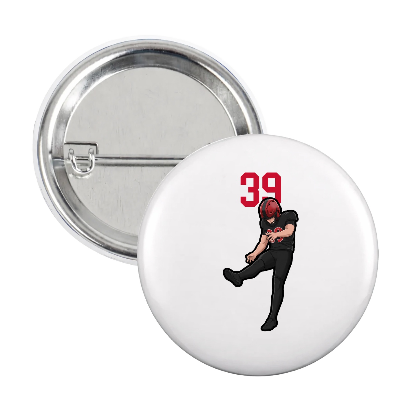 Game Day Button — Number Top in White