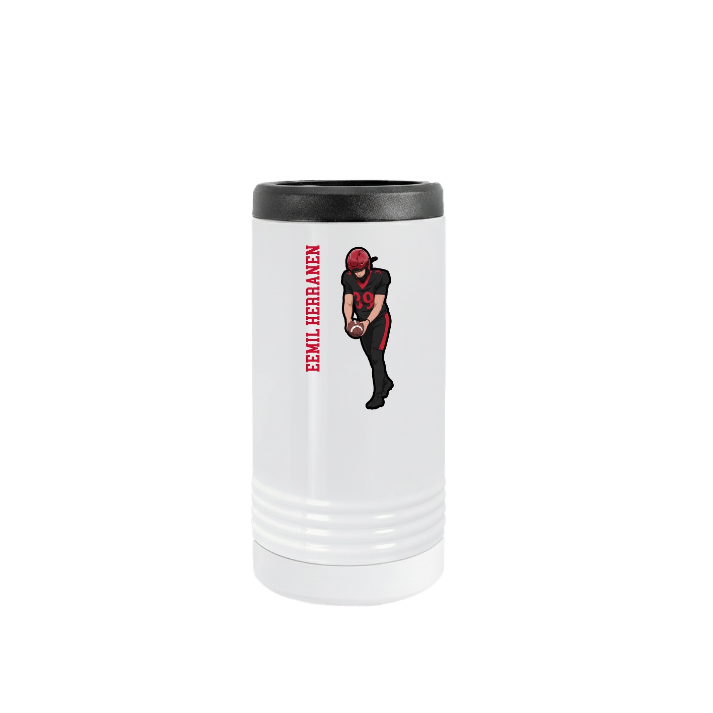Slim Beverage Holder — Name Vertical in White