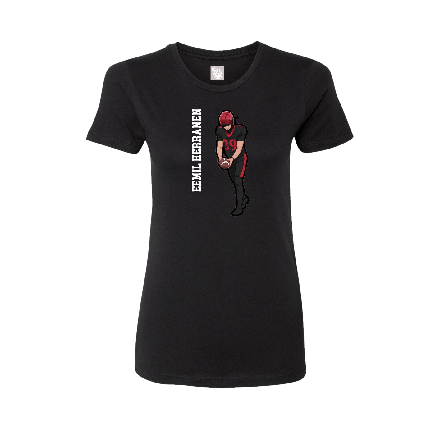 Fitted Women's Tee — Name Vertical in Black