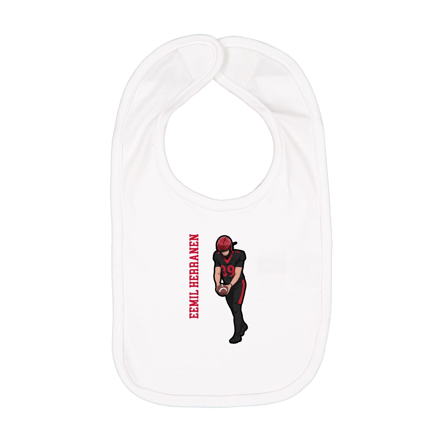 Infant Bib — Name Vertical in White