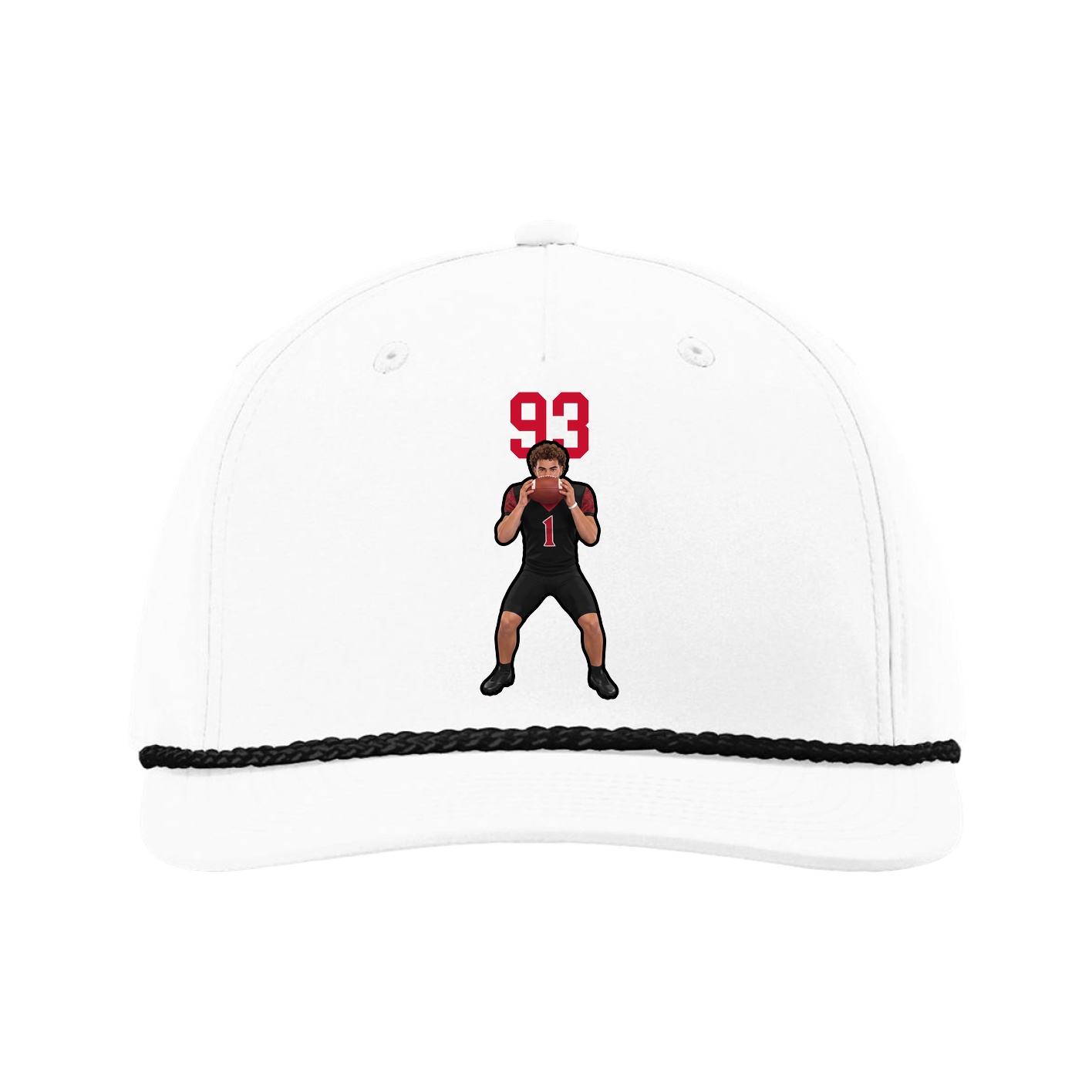 Five-Panel Classic Rope Cap — Number Top in White