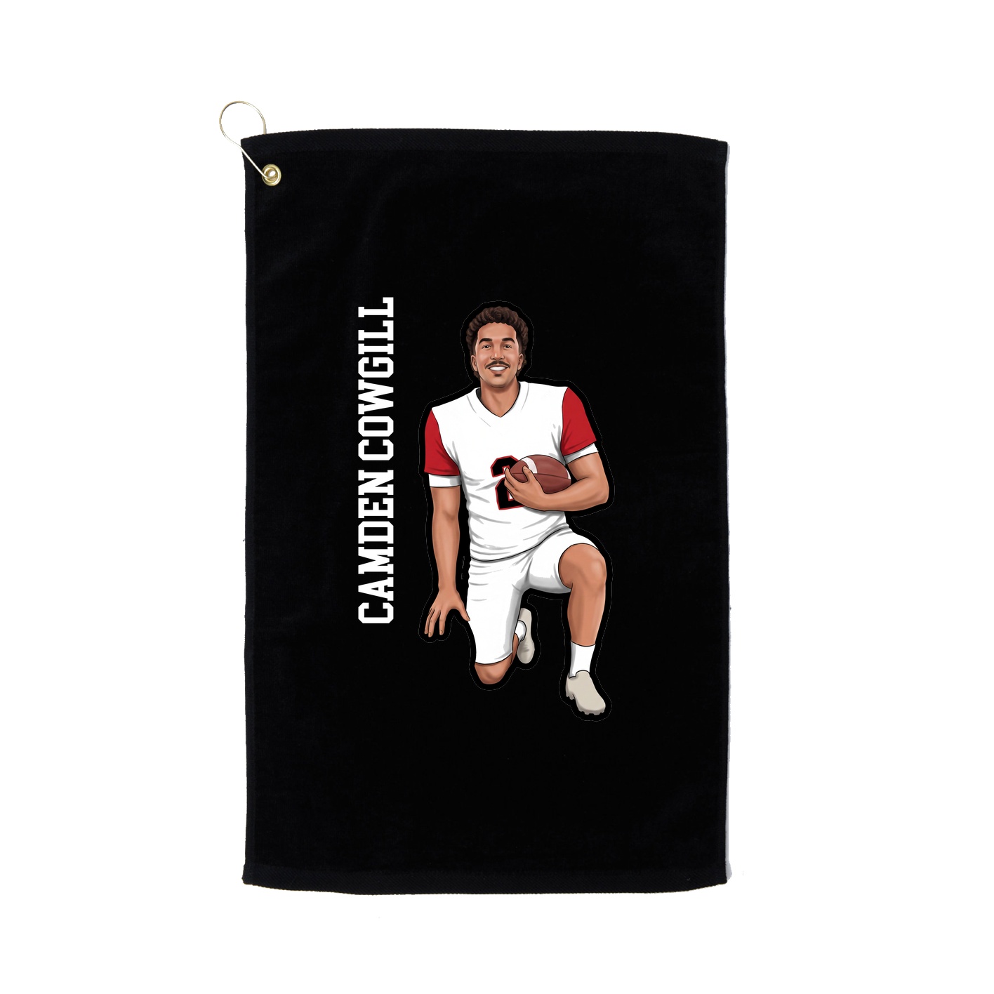 Golf Towel — Name Vertical in Black