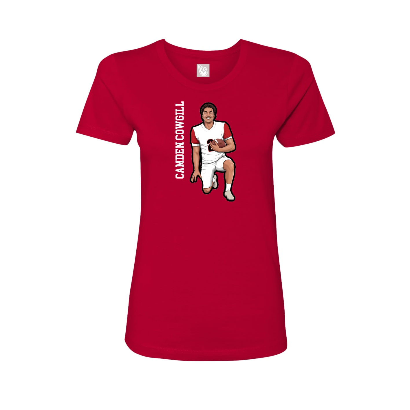 Fitted Women's Tee — Name Vertical in Red