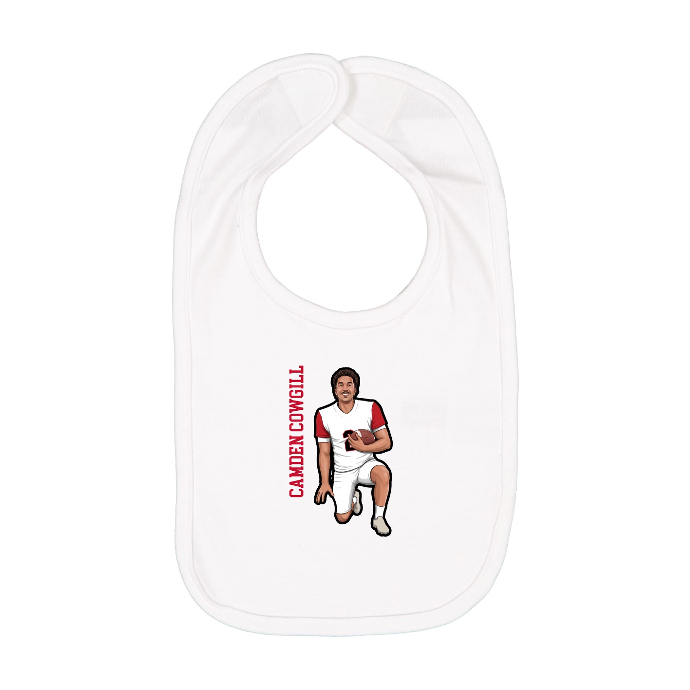Infant Bib — Name Vertical in White