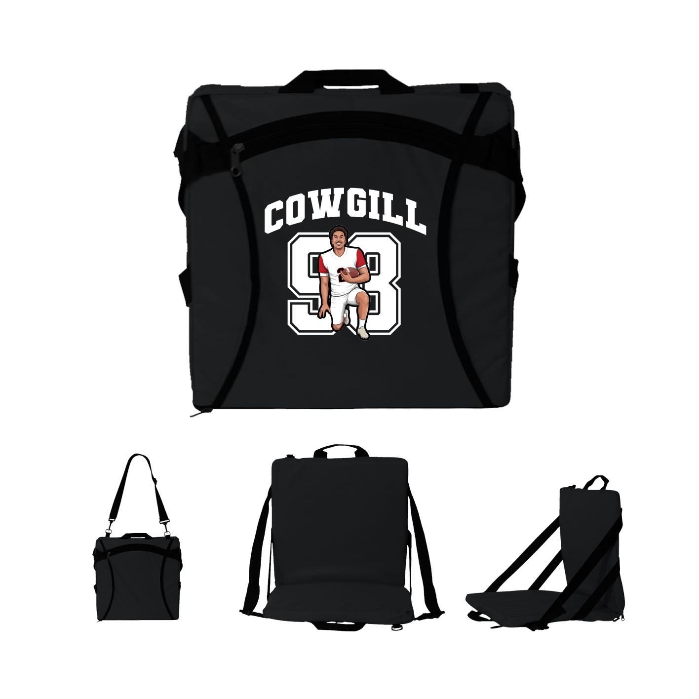 Folding Stadium Seat — Number in Black