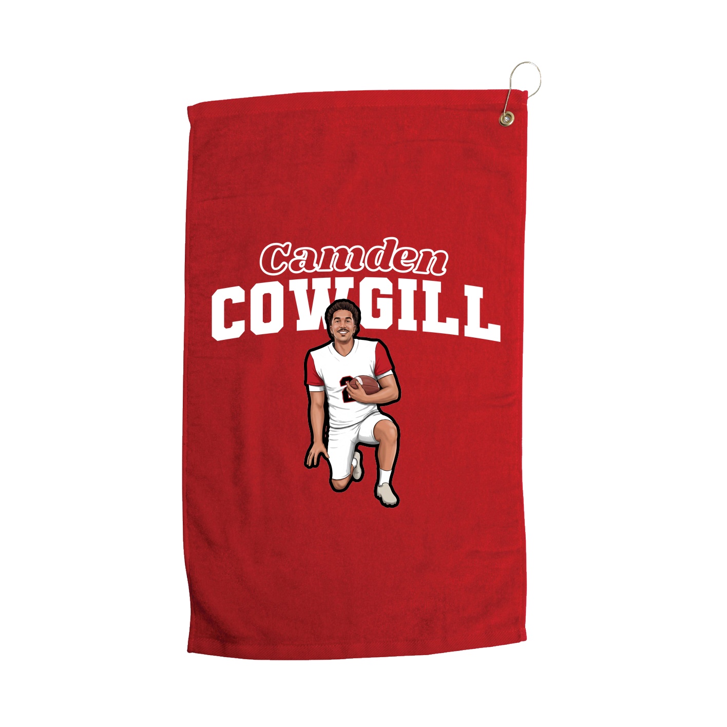 Golf Towel — Name Arch in Red