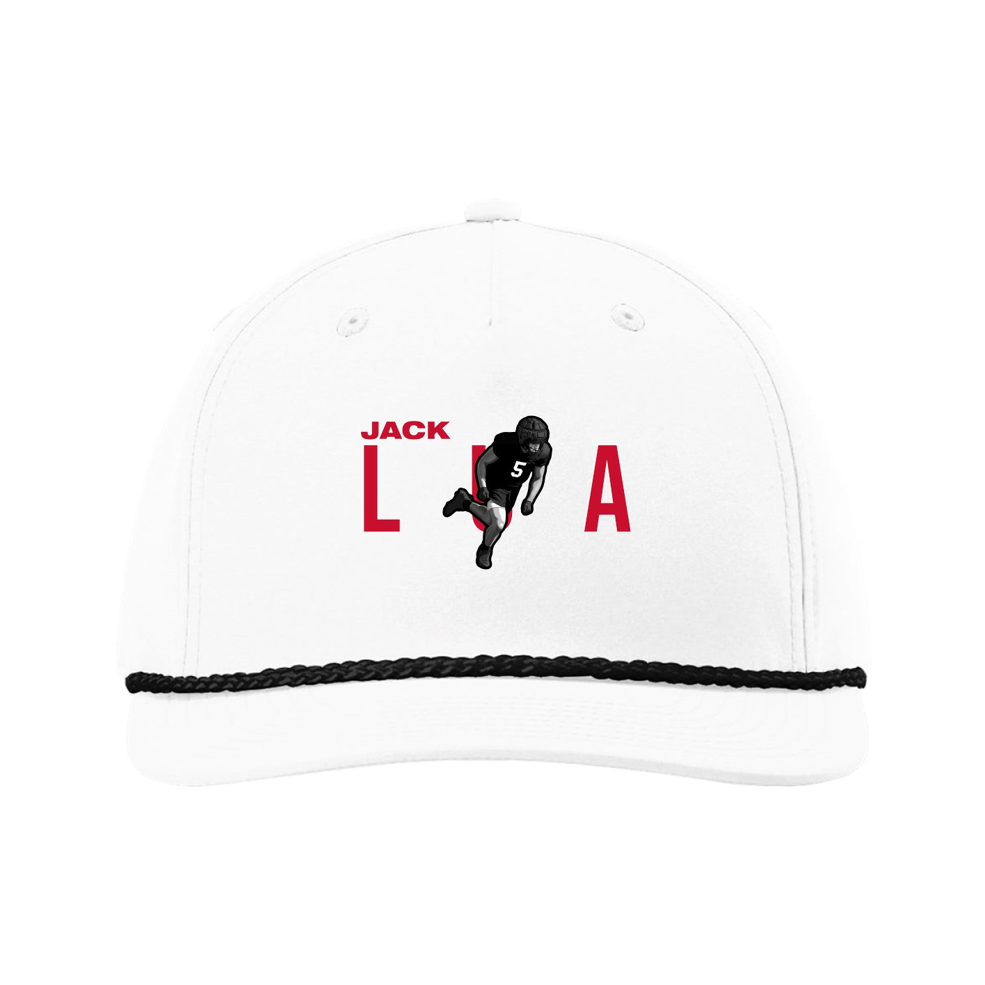 Five-Panel Classic Rope Cap — Player Name in White
