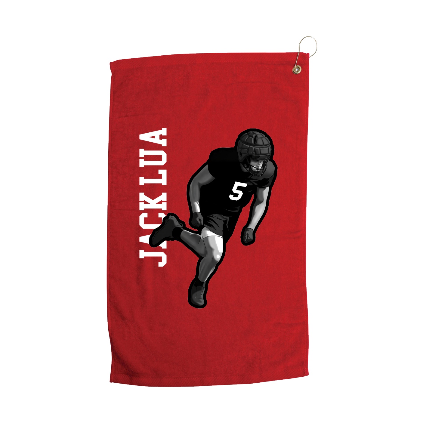 Golf Towel — Name Vertical in Red