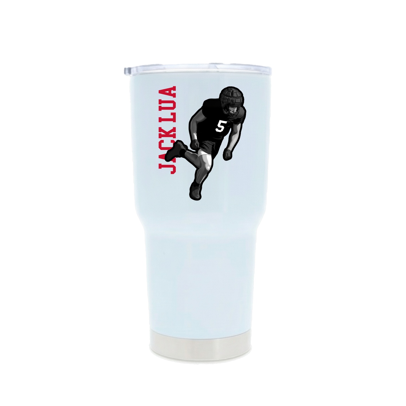30oz Stainless Steel Tumbler — Name Vertical in White