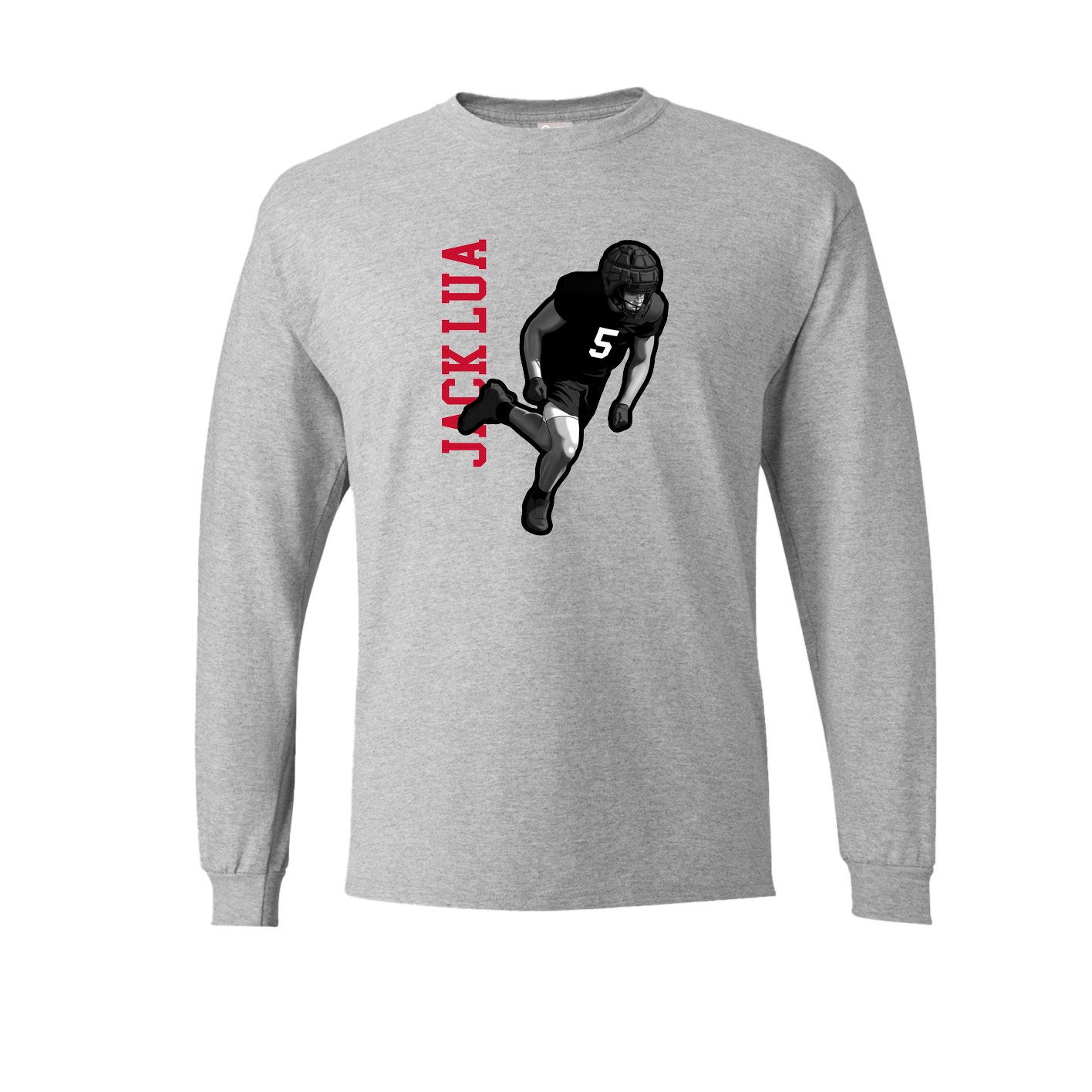Long Sleeve Tee — Name Vertical in Grey