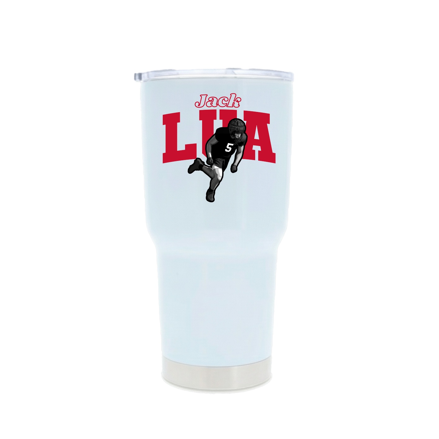 30oz Stainless Steel Tumbler — Name Arch in White