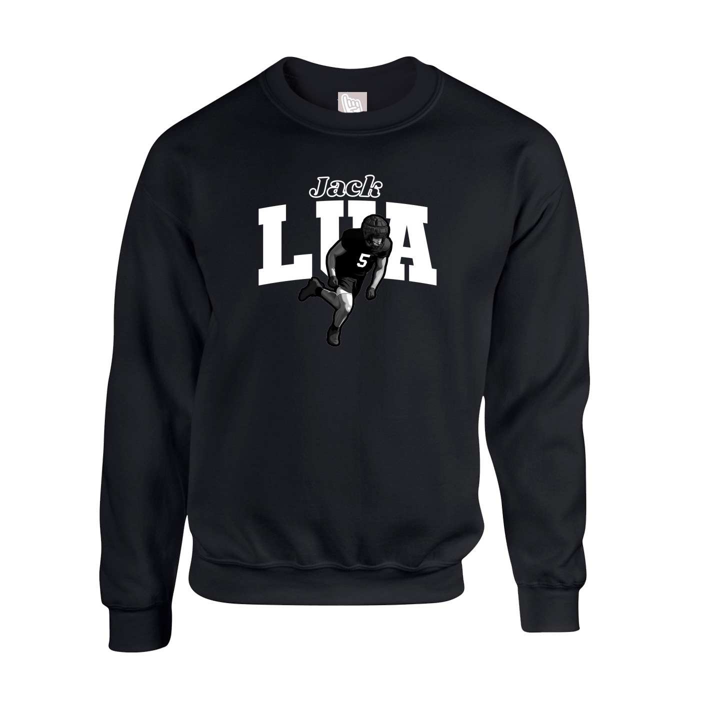 Fleece Crew — Name Arch in Black