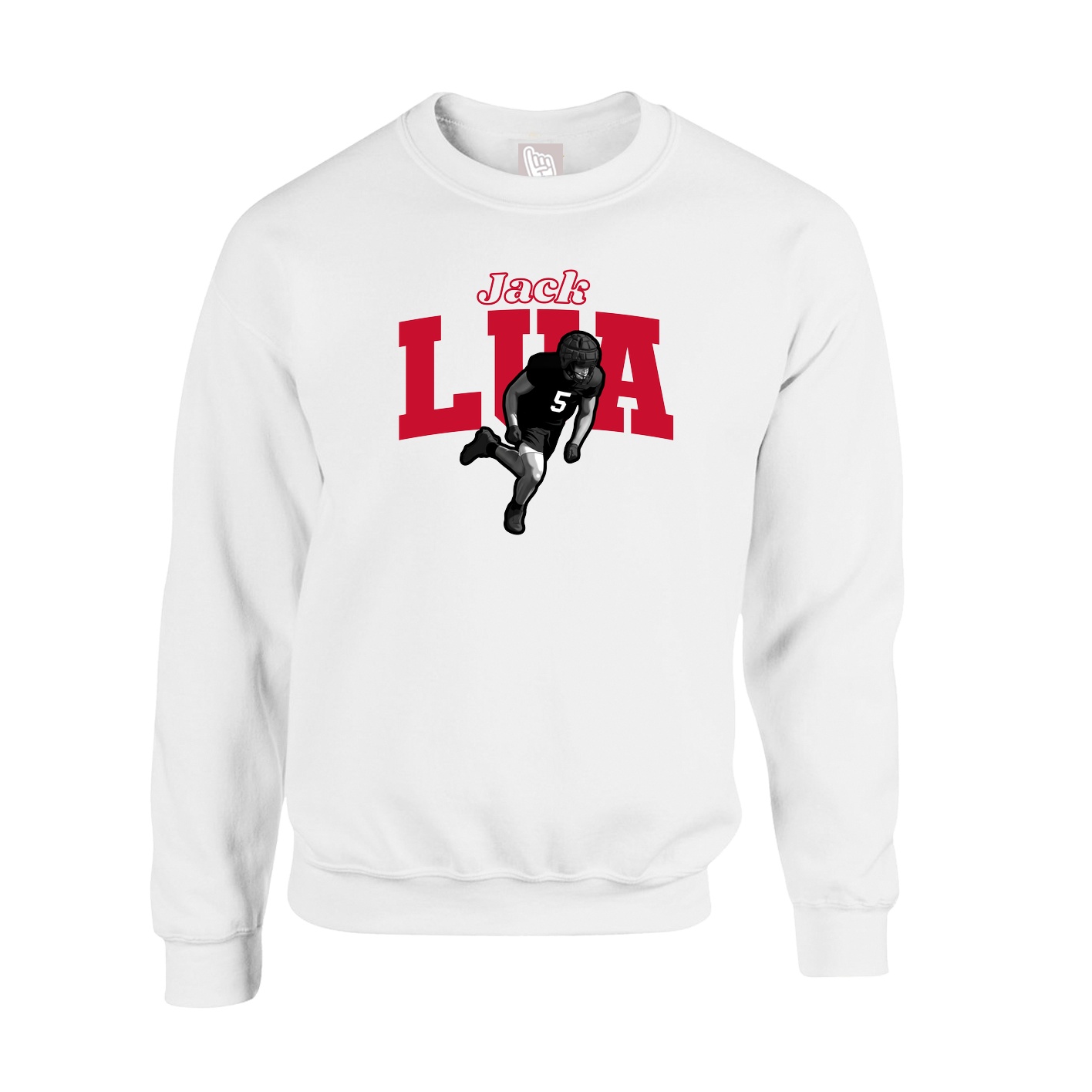 Fleece Crew — Name Arch in White