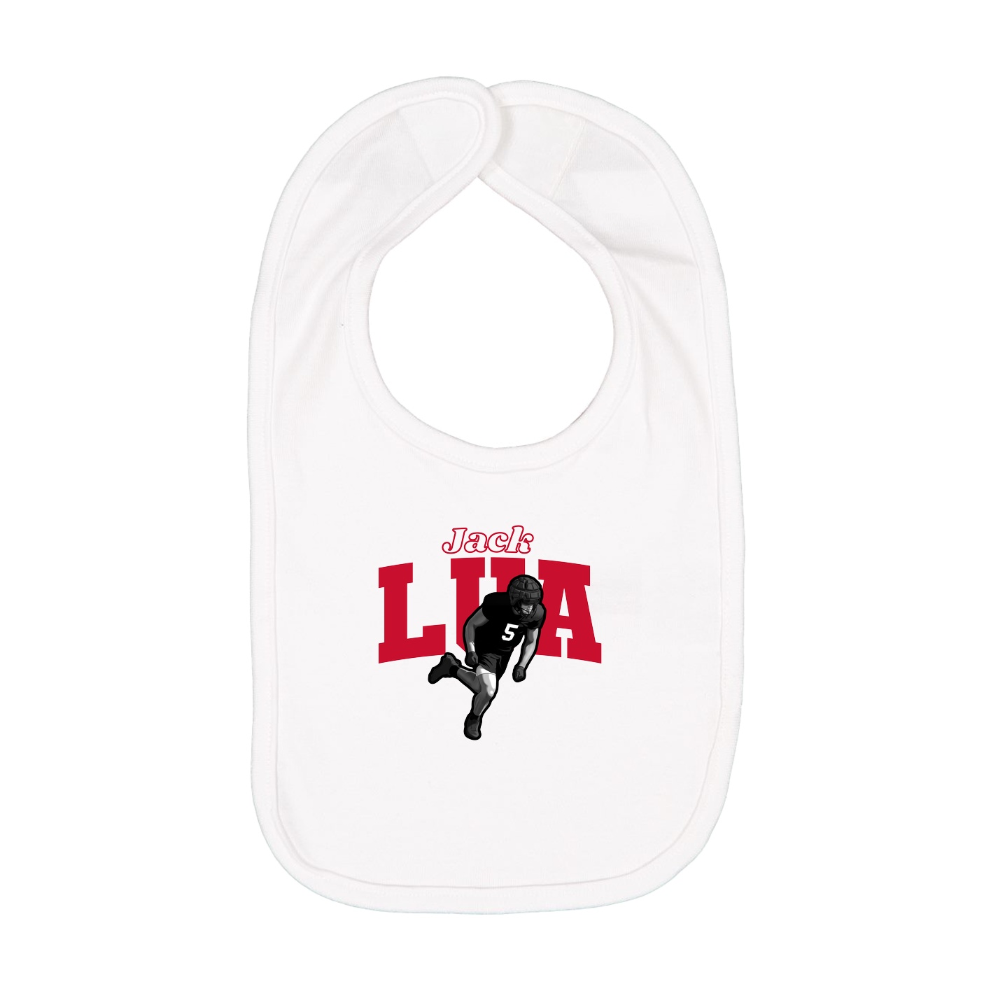 Infant Bib — Name Arch in White