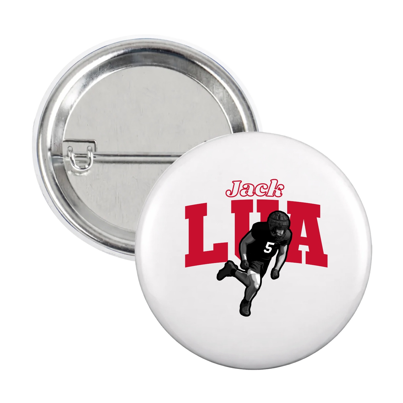 Game Day Button — Name Arch in White
