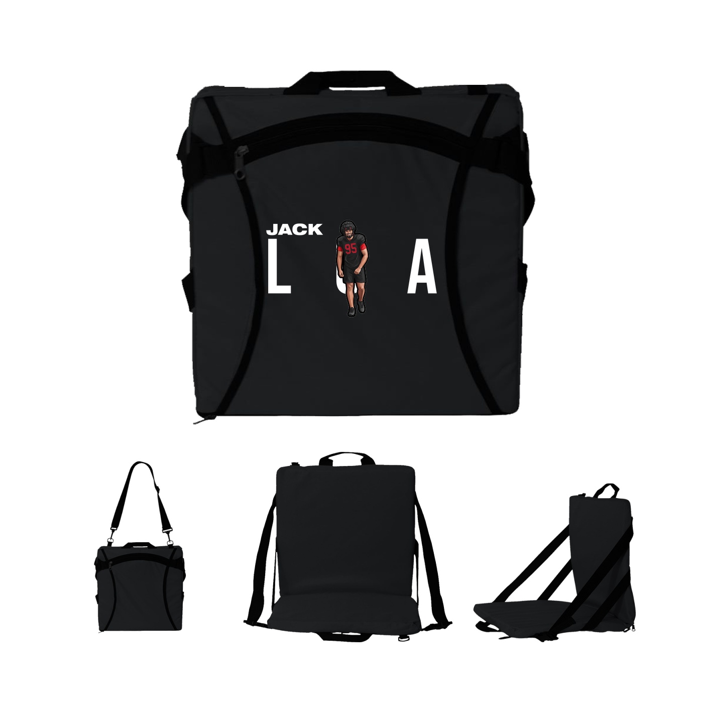 Folding Stadium Seat — Player Name in Black
