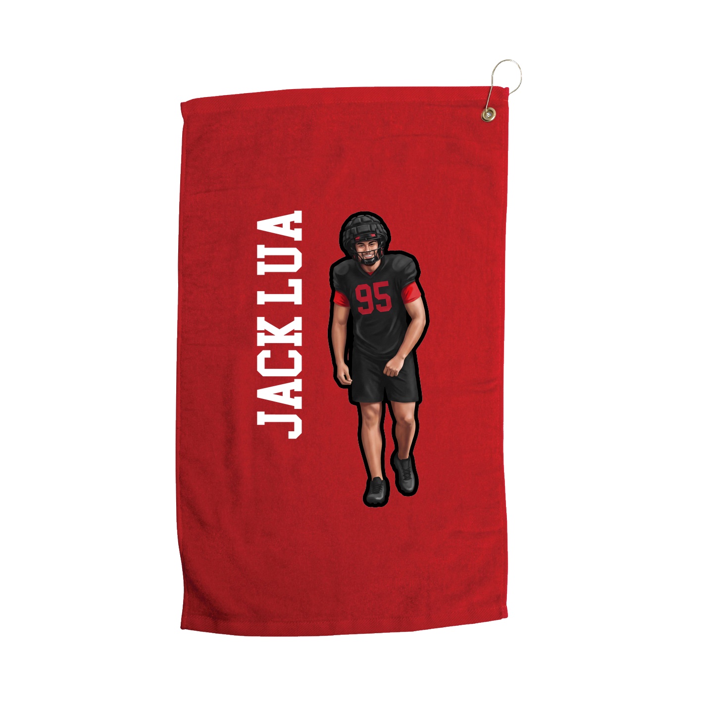 Golf Towel — Name Vertical in Red