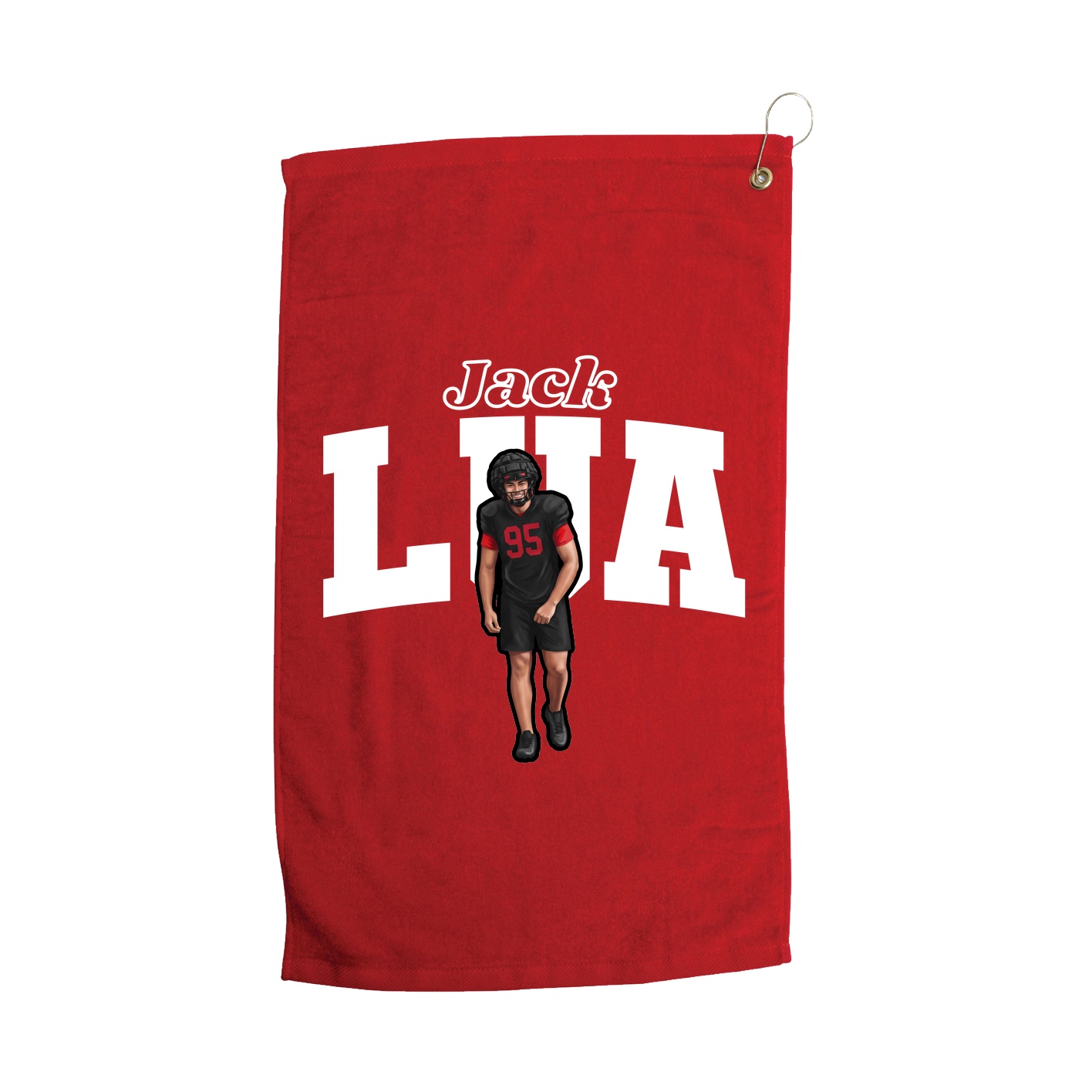 Golf Towel — Name Arch in Red
