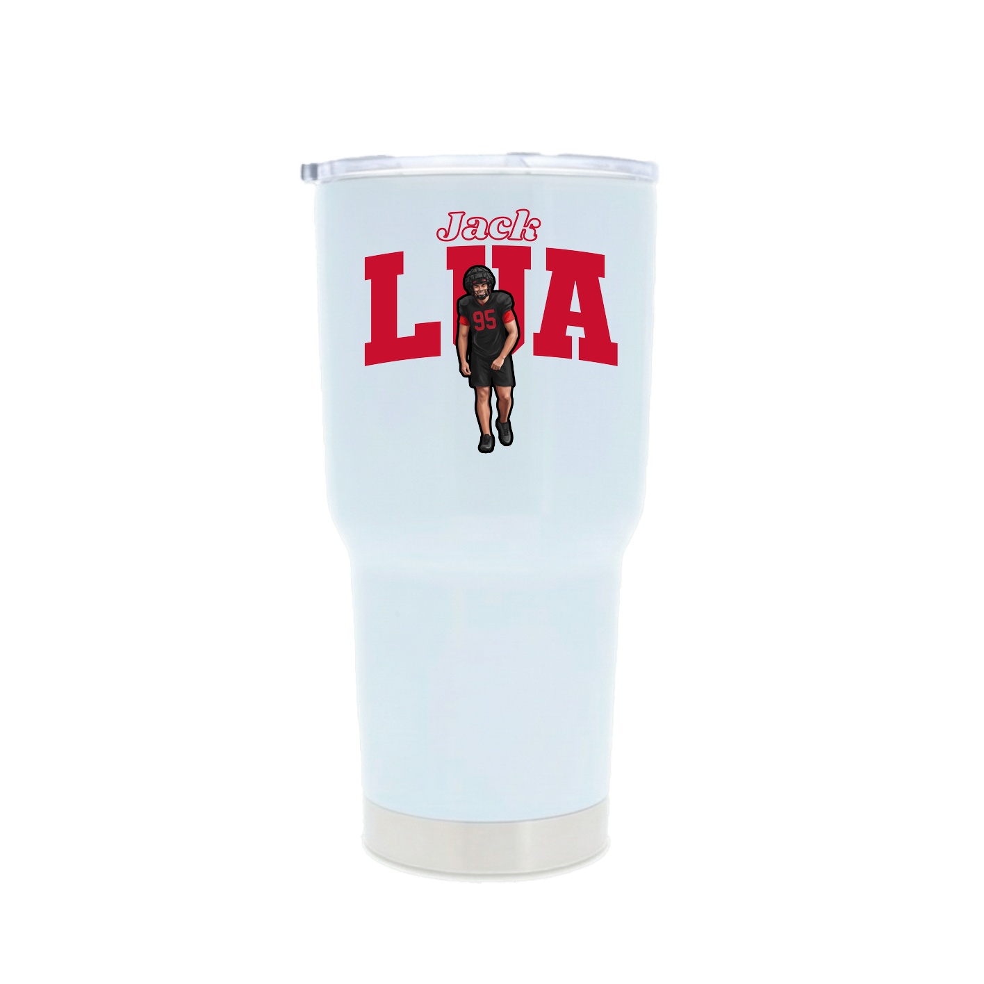 30oz Stainless Steel Tumbler — Name Arch in White