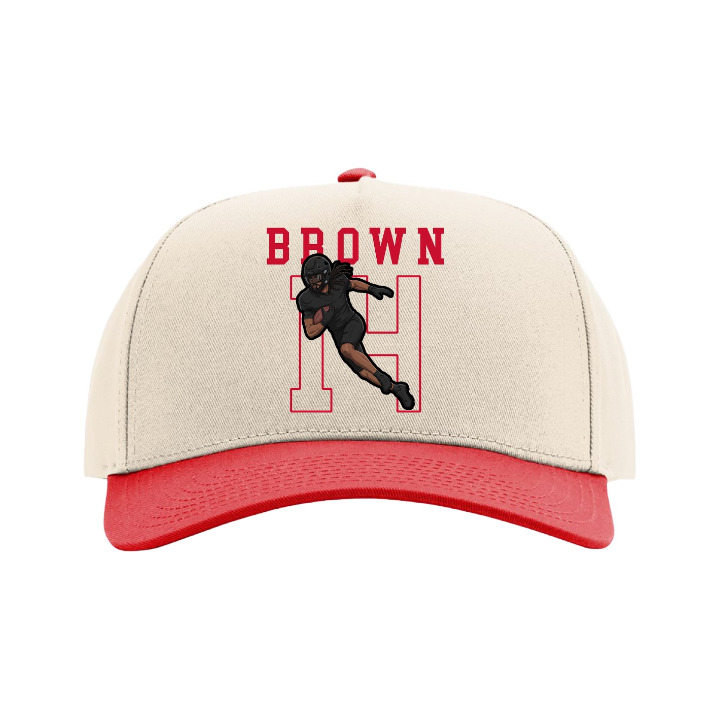 Full Fabric Five-Panel Champ Cap — Shirsey in Cream/Red