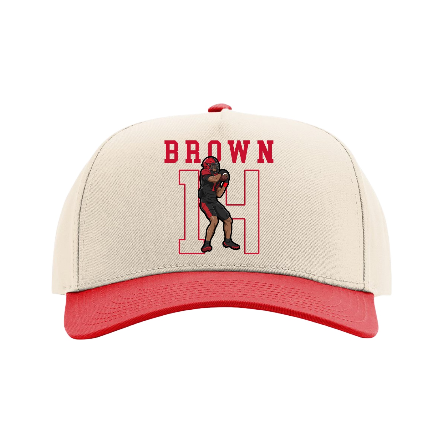 Full Fabric Five-Panel Champ Cap — Shirsey in Cream/Red