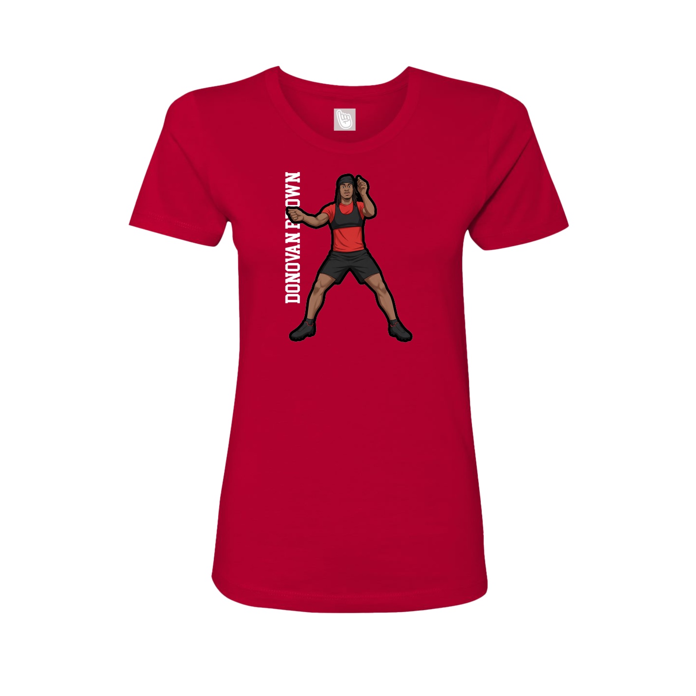 Fitted Women's Tee — Name Vertical in Red