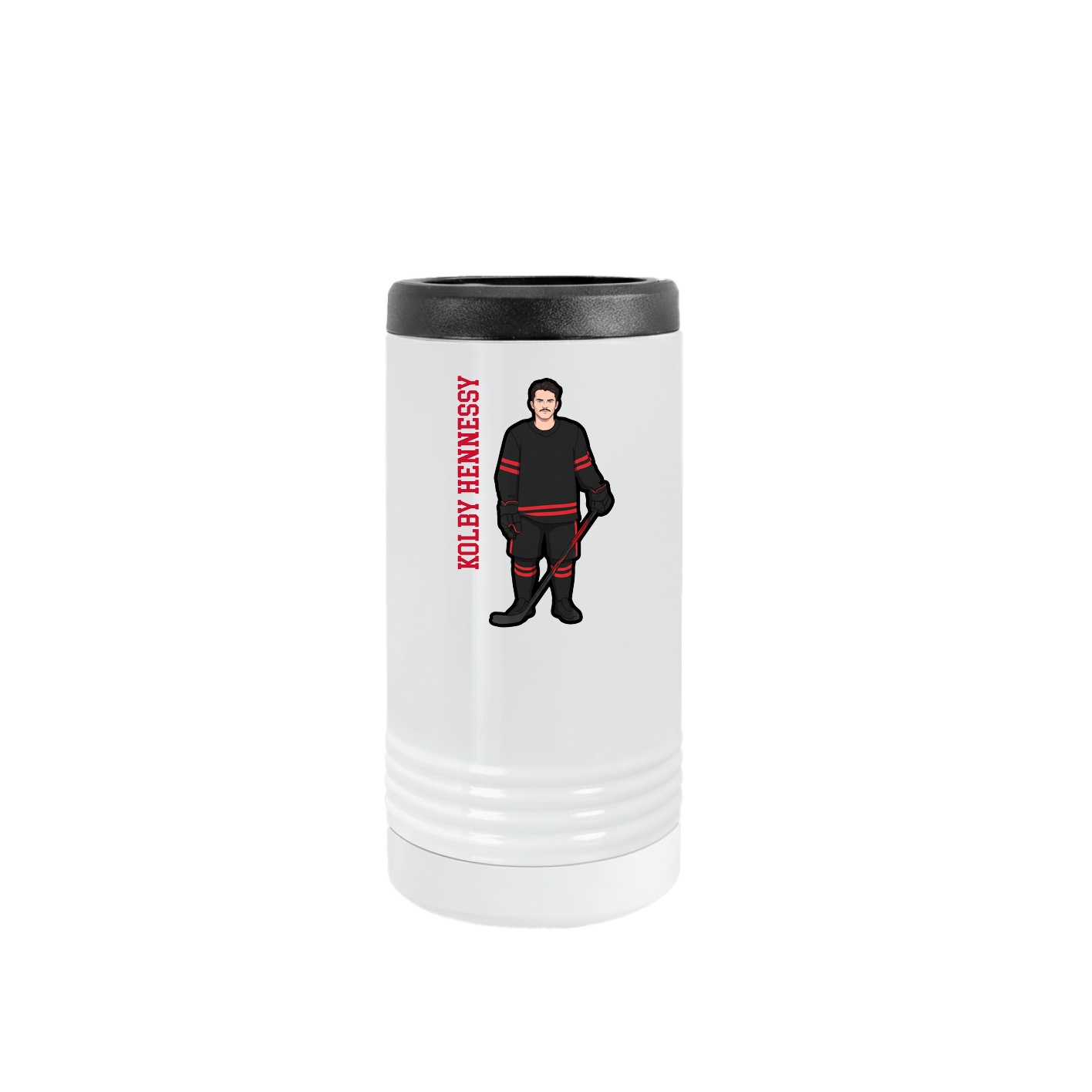 Slim Beverage Holder — Name Vertical in White