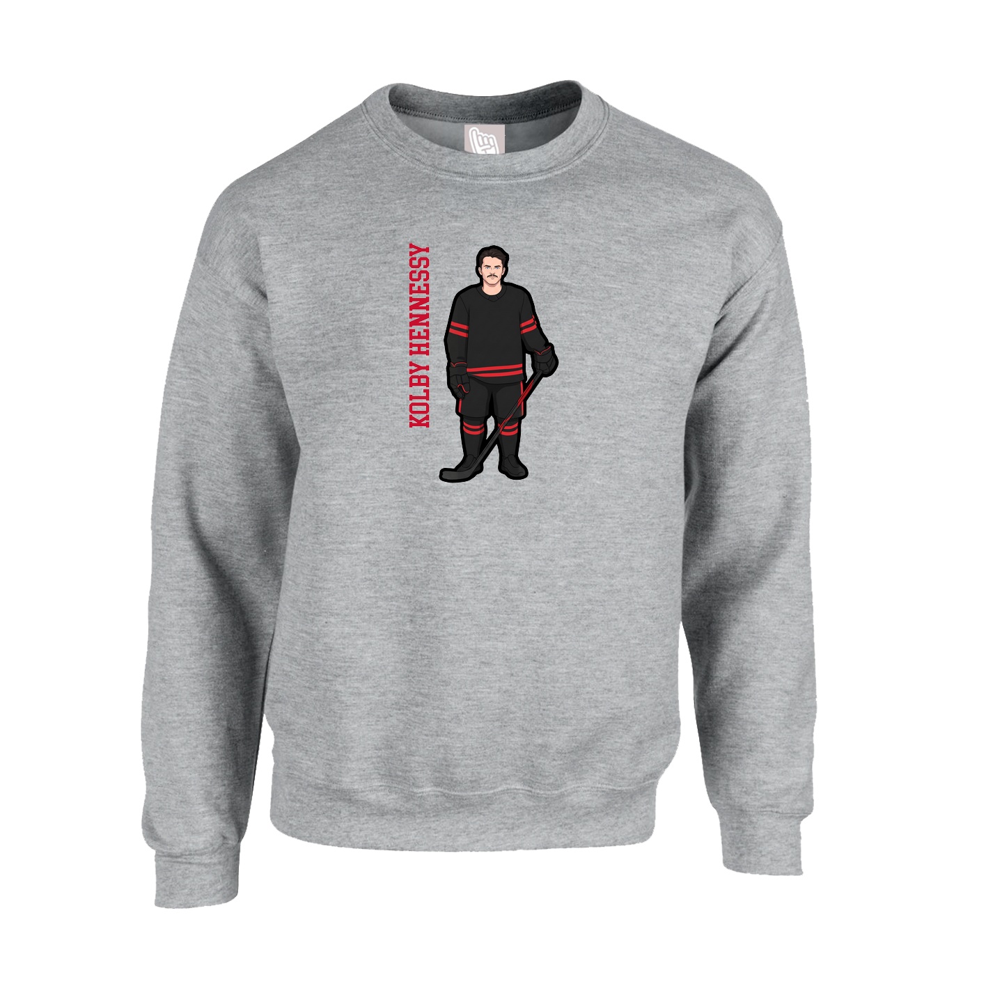 Fleece Crew — Name Vertical in Grey