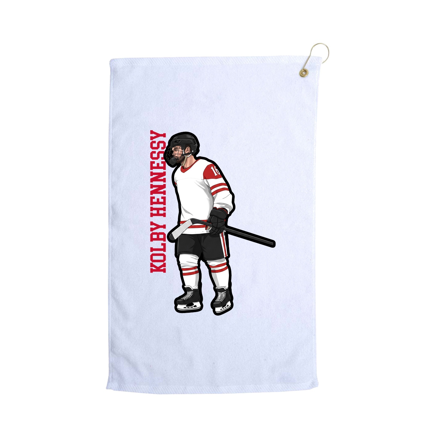 Golf Towel — Name Vertical in White