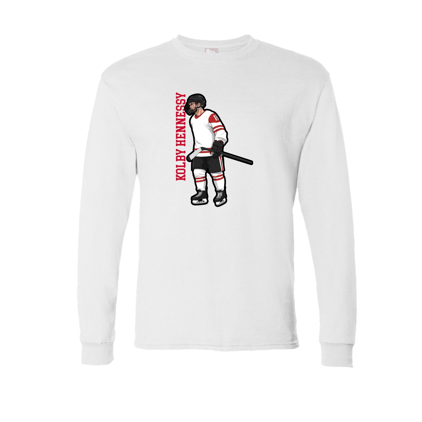 Long Sleeve Tee — Name Vertical in White