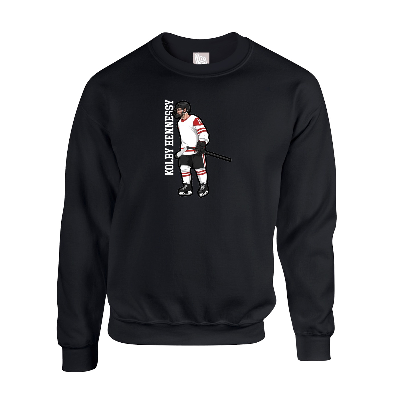 Fleece Crew — Name Vertical in Black