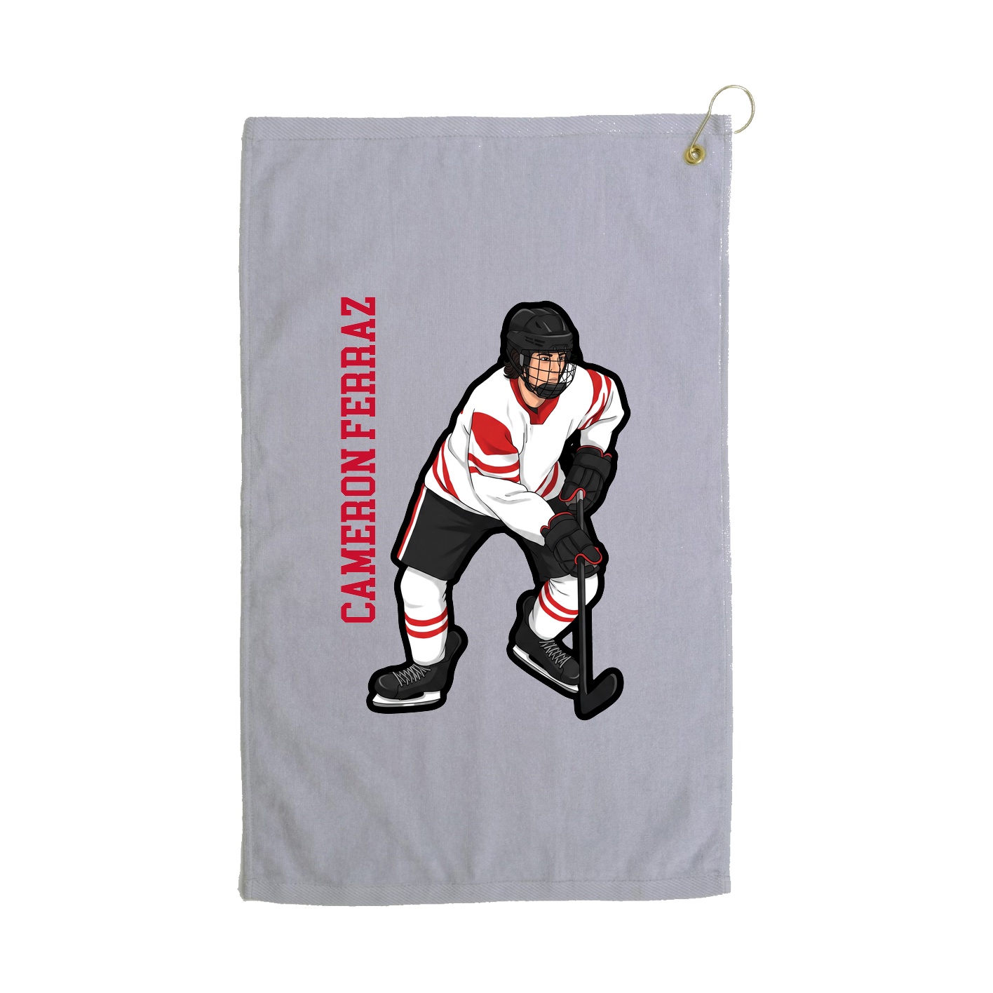 Golf Towel — Name Vertical in Grey