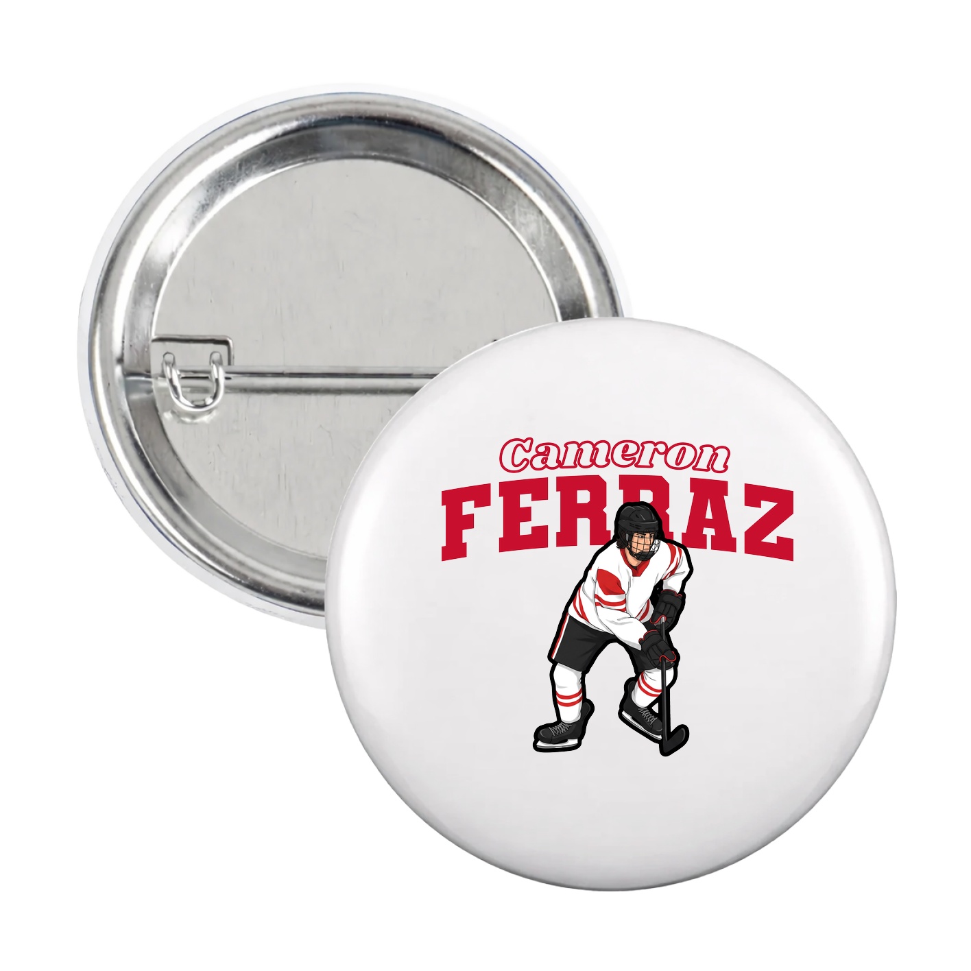 Game Day Button — Name Arch in White