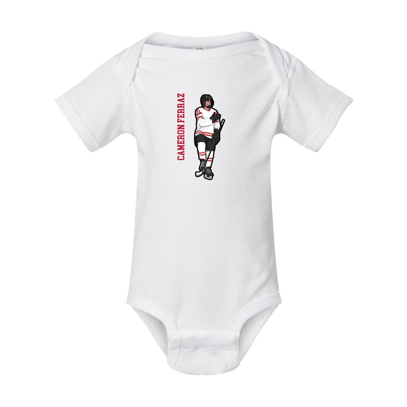Baby Onesie — Name Vertical in White