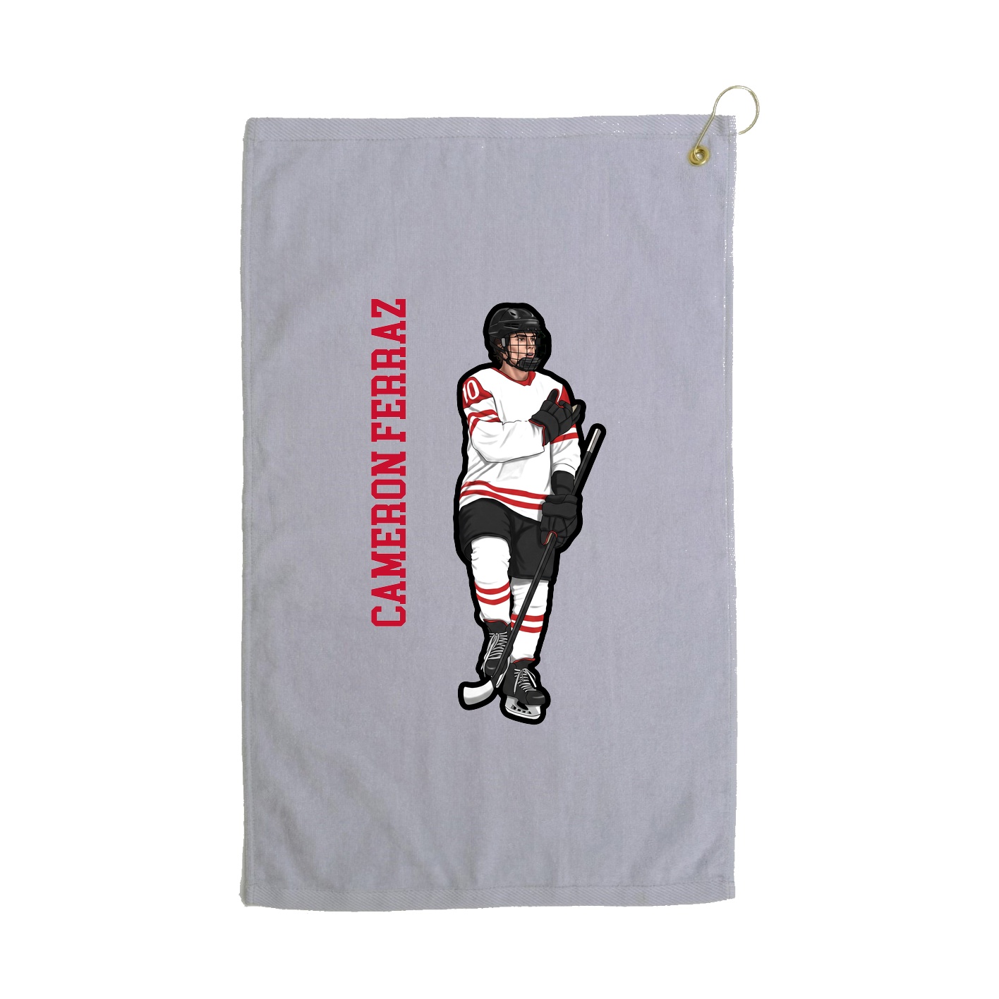 Golf Towel — Name Vertical in Grey