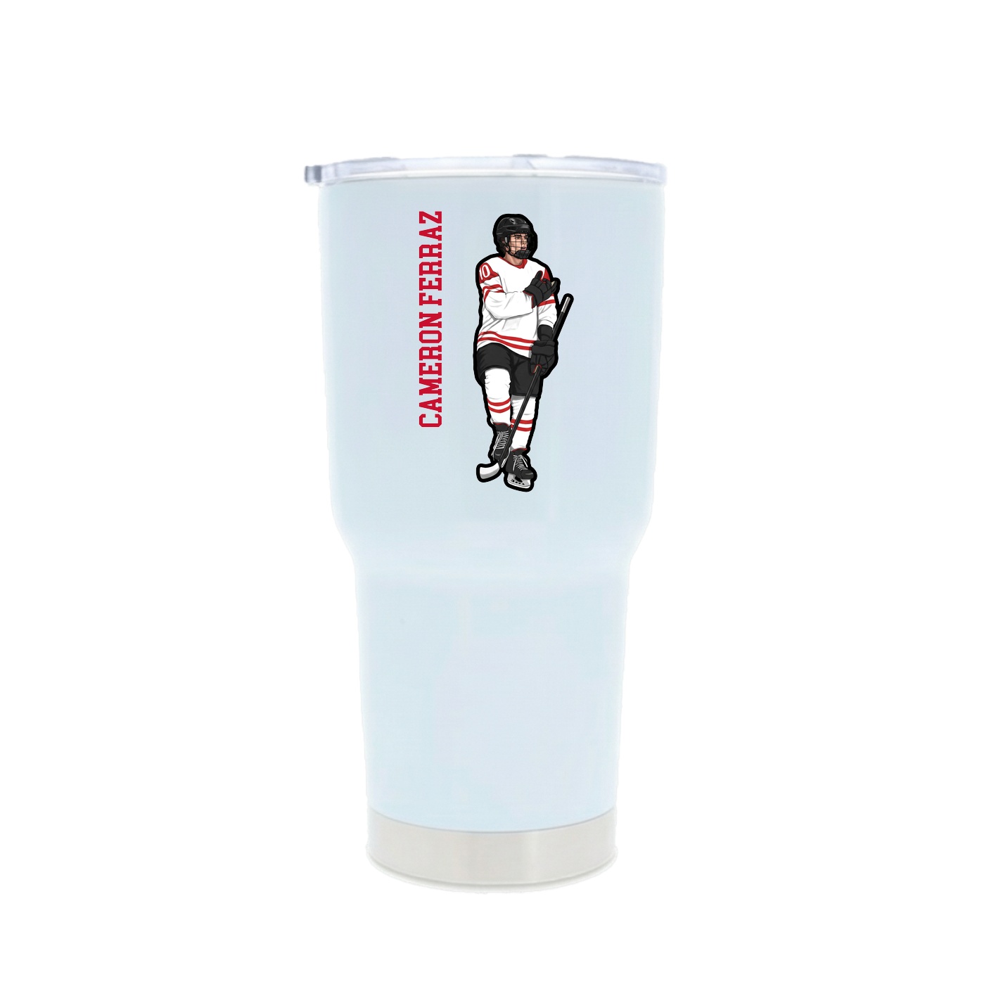 30oz Stainless Steel Tumbler — Name Vertical in White
