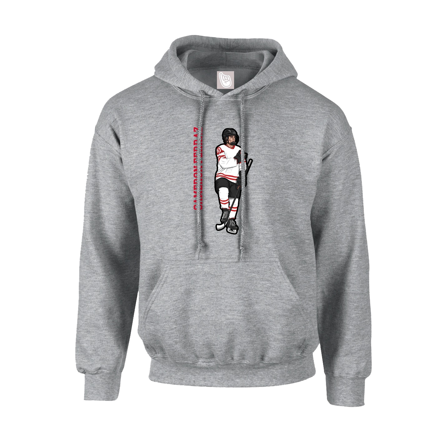 Hoodie — Name Vertical in Grey