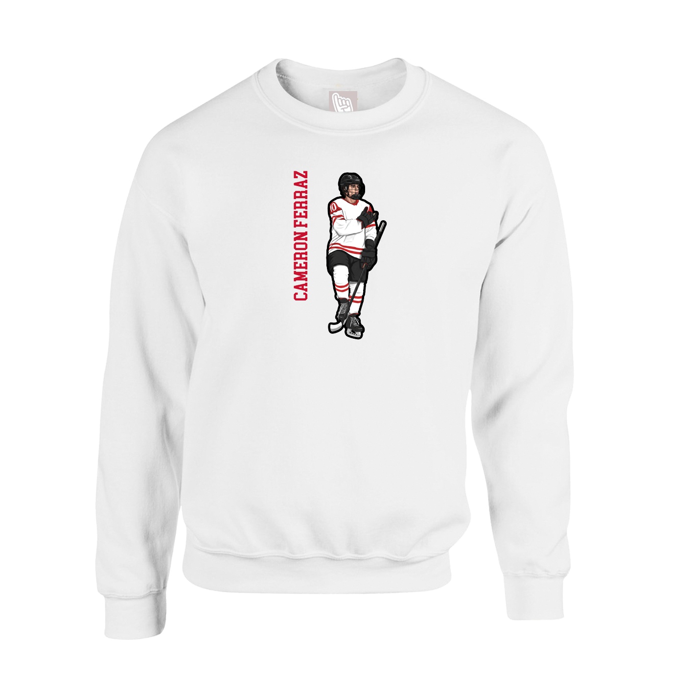 Fleece Crew — Name Vertical in White