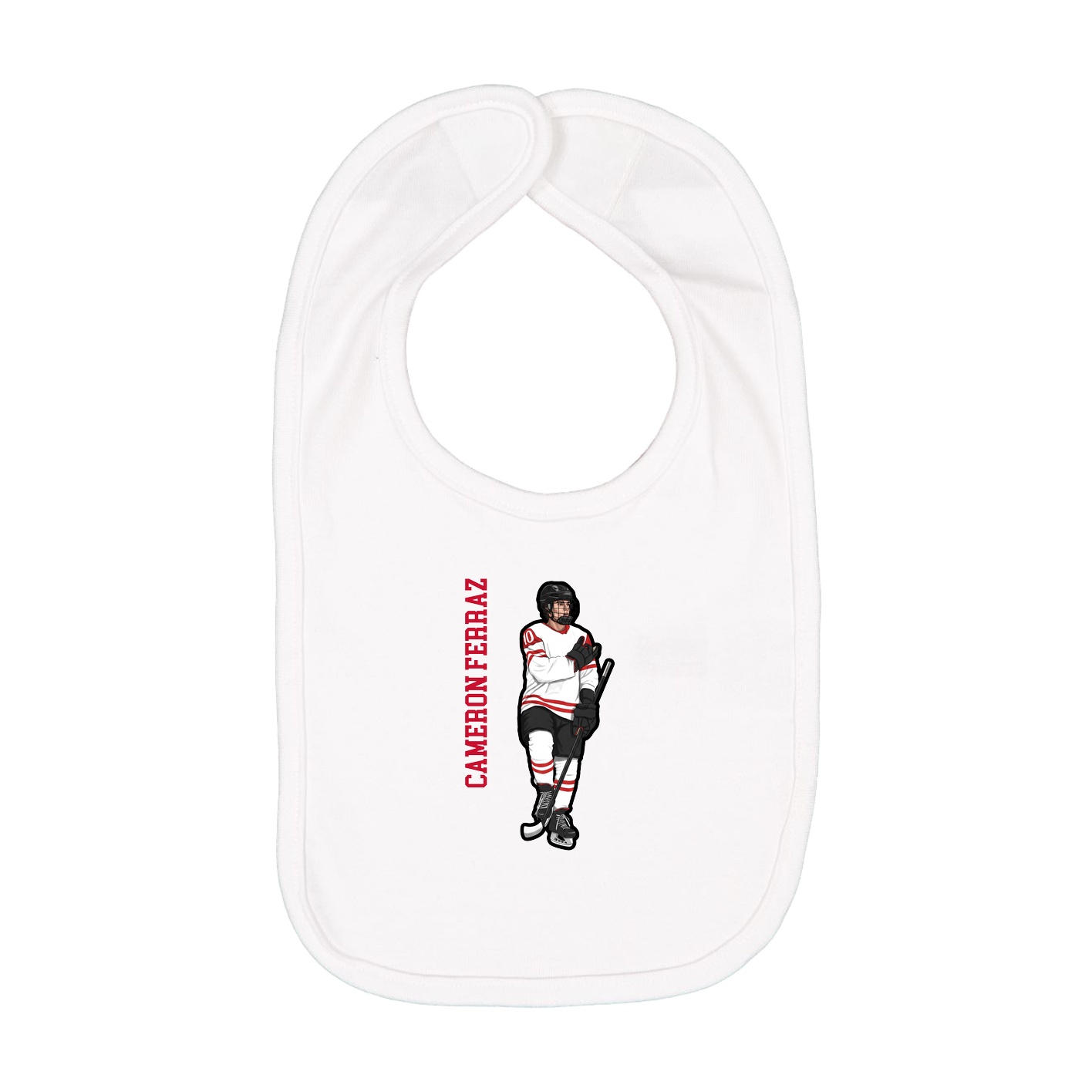 Infant Bib — Name Vertical in White
