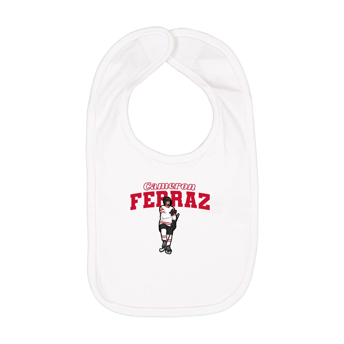 Infant Bib — Name Arch in White