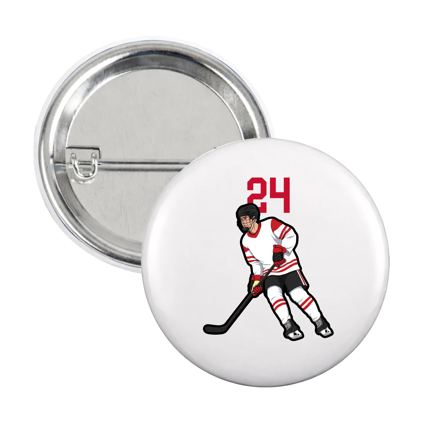 Game Day Button — Number Top in White