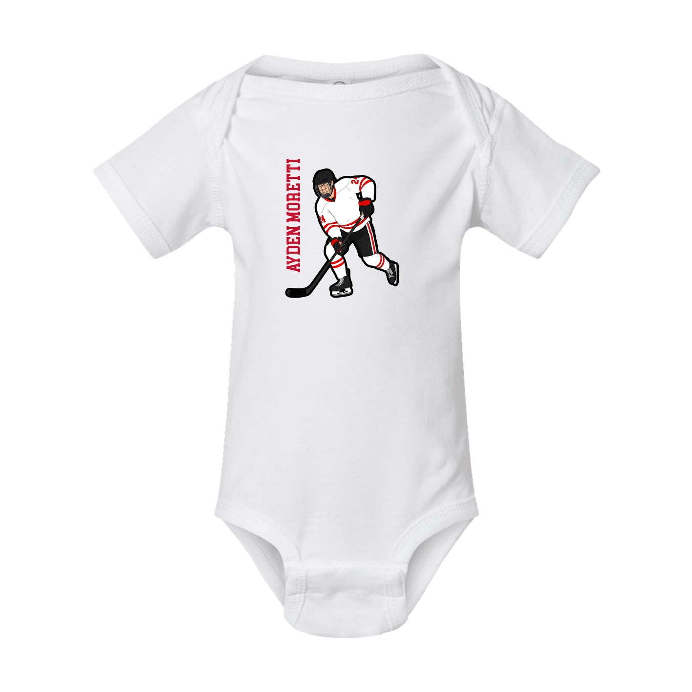 Baby Onesie — Name Vertical in White