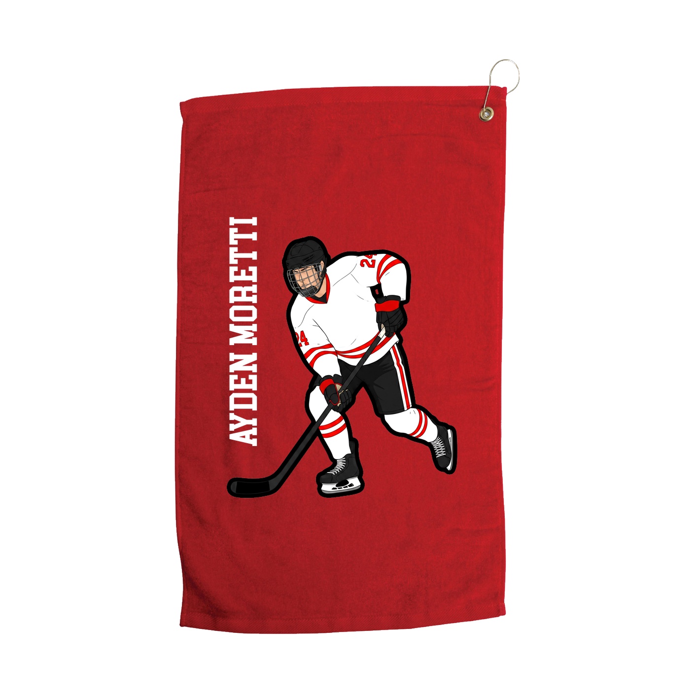 Golf Towel — Name Vertical in Red