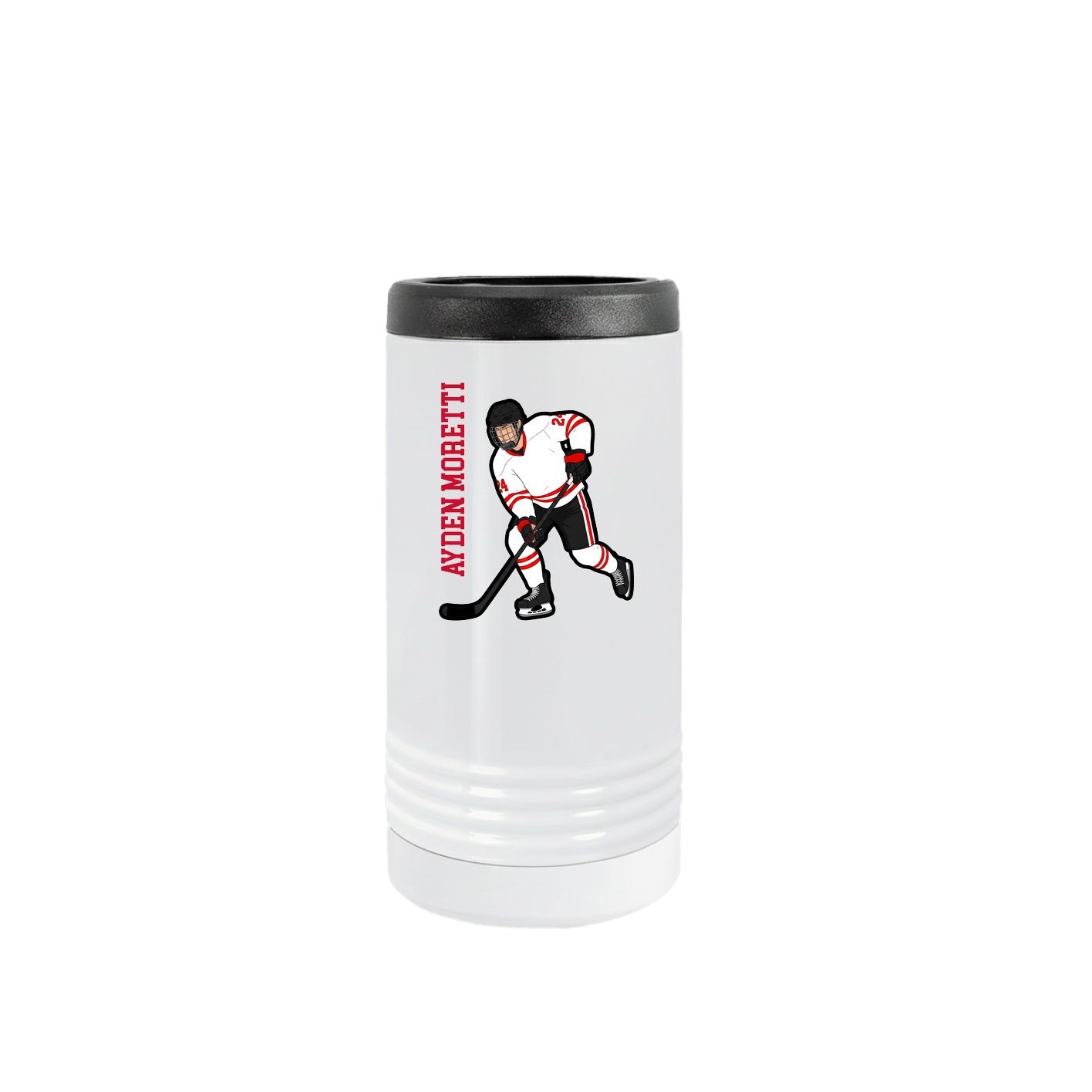 Slim Beverage Holder — Name Vertical in White