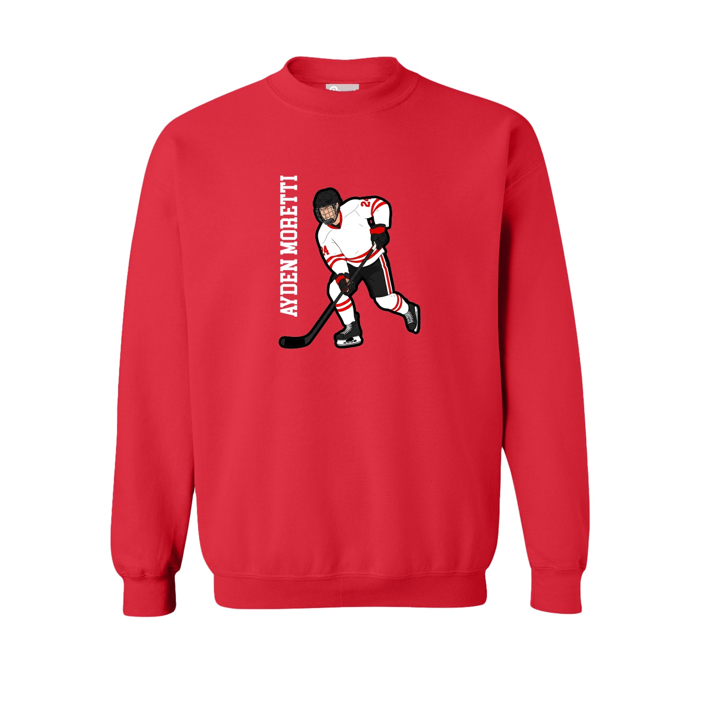 Fleece Crew — Name Vertical in Red