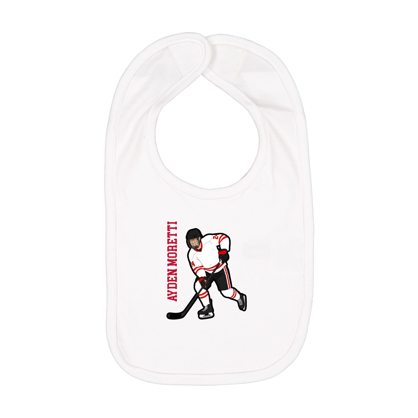 Infant Bib — Name Vertical in White