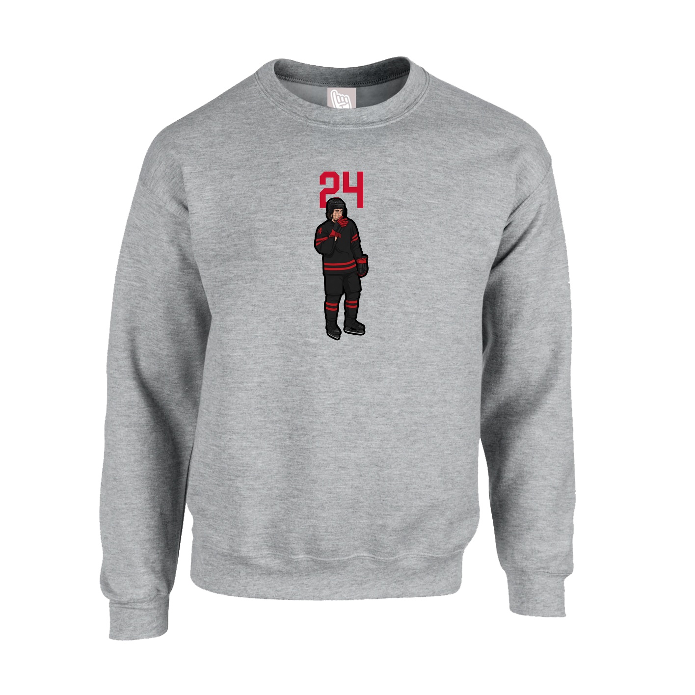 Fleece Crew — Number Top in Grey