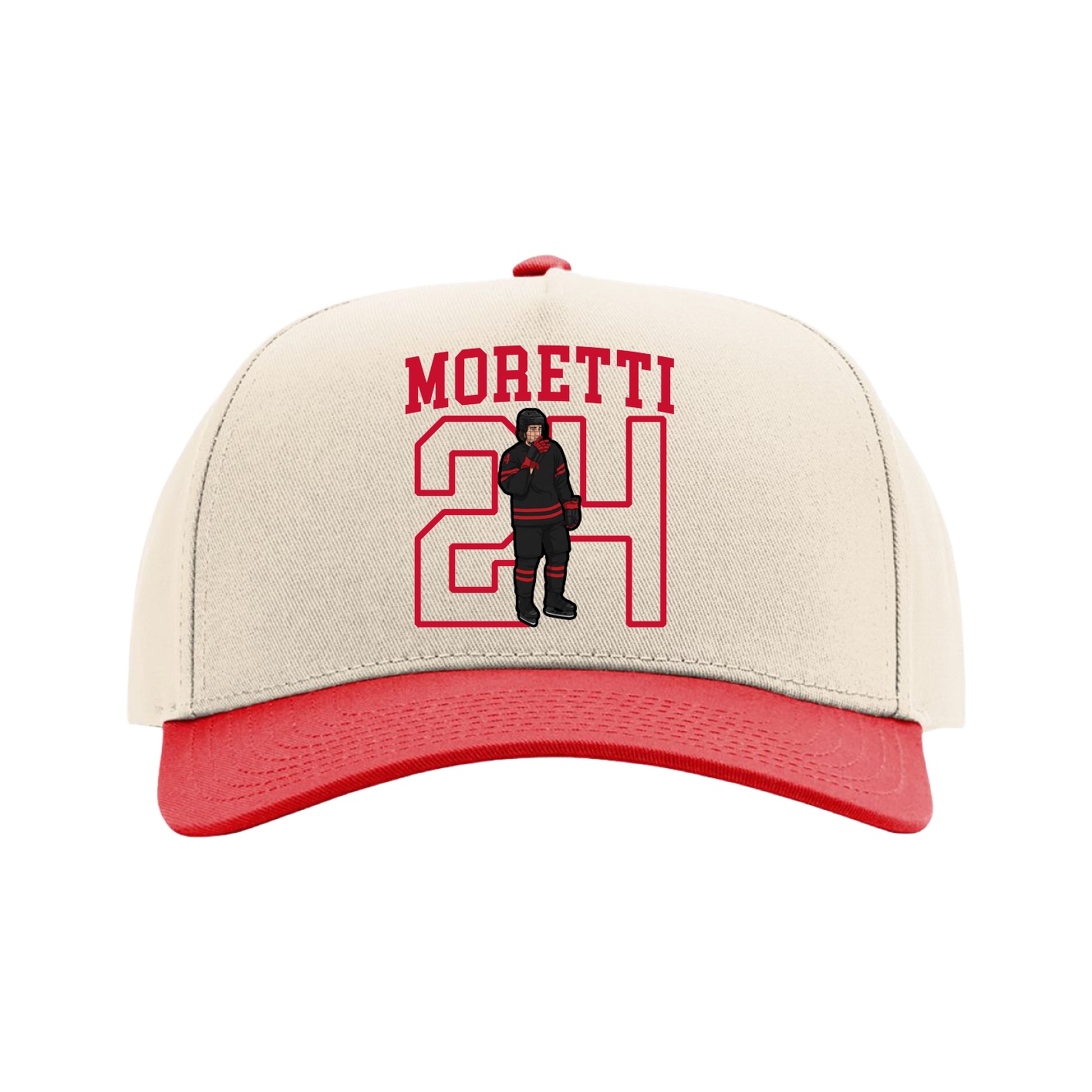 Full Fabric Five-Panel Champ Cap — Shirsey in Cream/Red