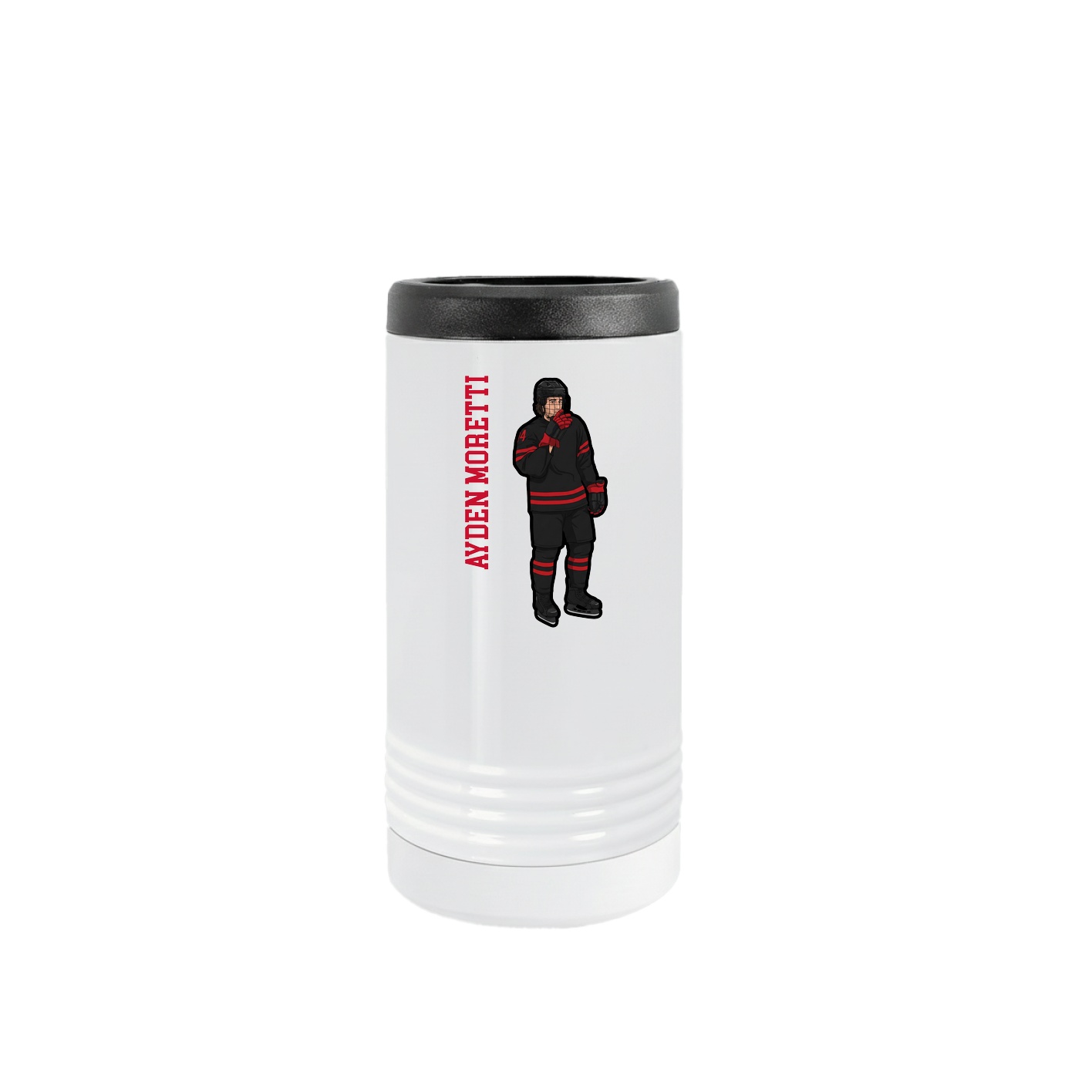 Slim Beverage Holder — Name Vertical in White